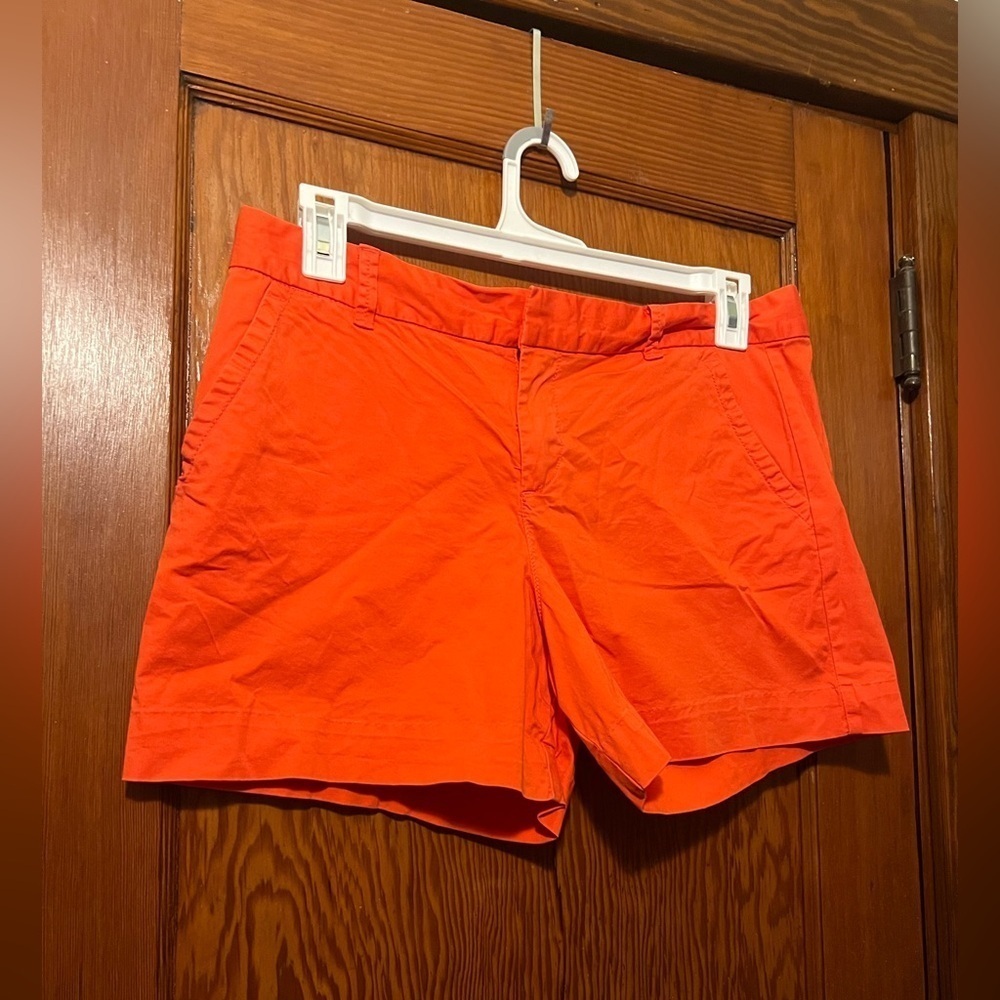 Calvin Klein Women's Stretch Chino Shorts, 2 Pocket, Size 12 Coral Pink Orange